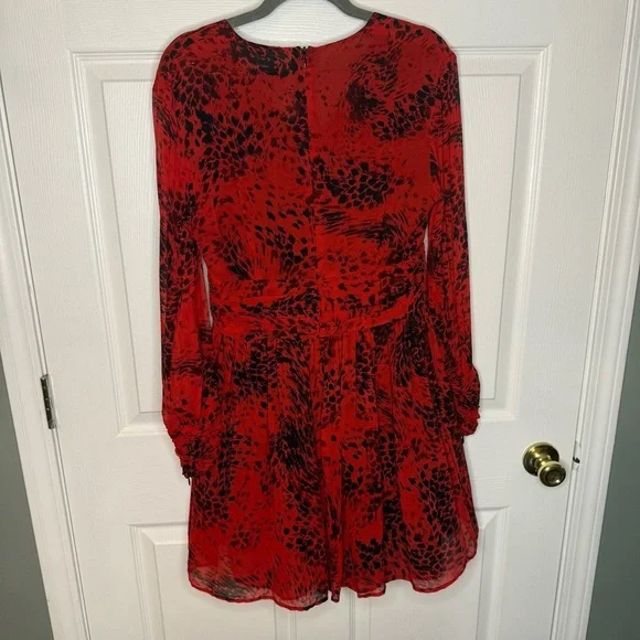 Pierre Balmain Mulberry Silk Dress Red and Black Animal Print Size EU 42 GUC - Picture 9 of 10